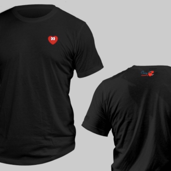 Crazy Hearts Embroidered Heart T-shirt in Black - Picture 1 of 2